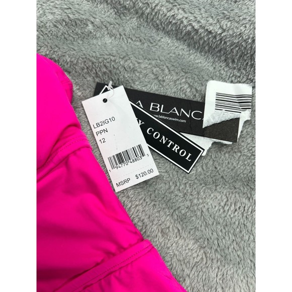 NWT LA Blanca Manhattan One Piece Swimsuit Cutout One Shoulder Womens 12 Pink 1 - Picture 3 of 5